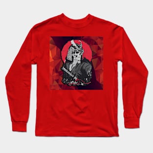 Cool skull as a warrior in red for Halloween Long Sleeve T-Shirt